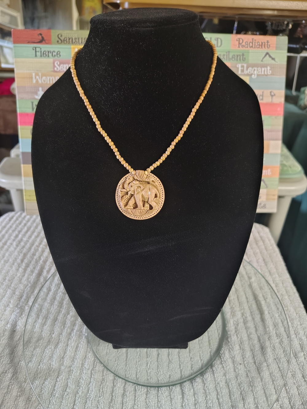 Gold Elephant Medallion Beaded Necklace - Women Jewelry